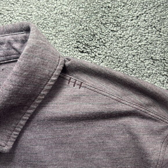 Lululemon Evolution Polo Mens Medium Agile Stripe Heathered Arctic Plum Obsidian - Picture 2 of 10